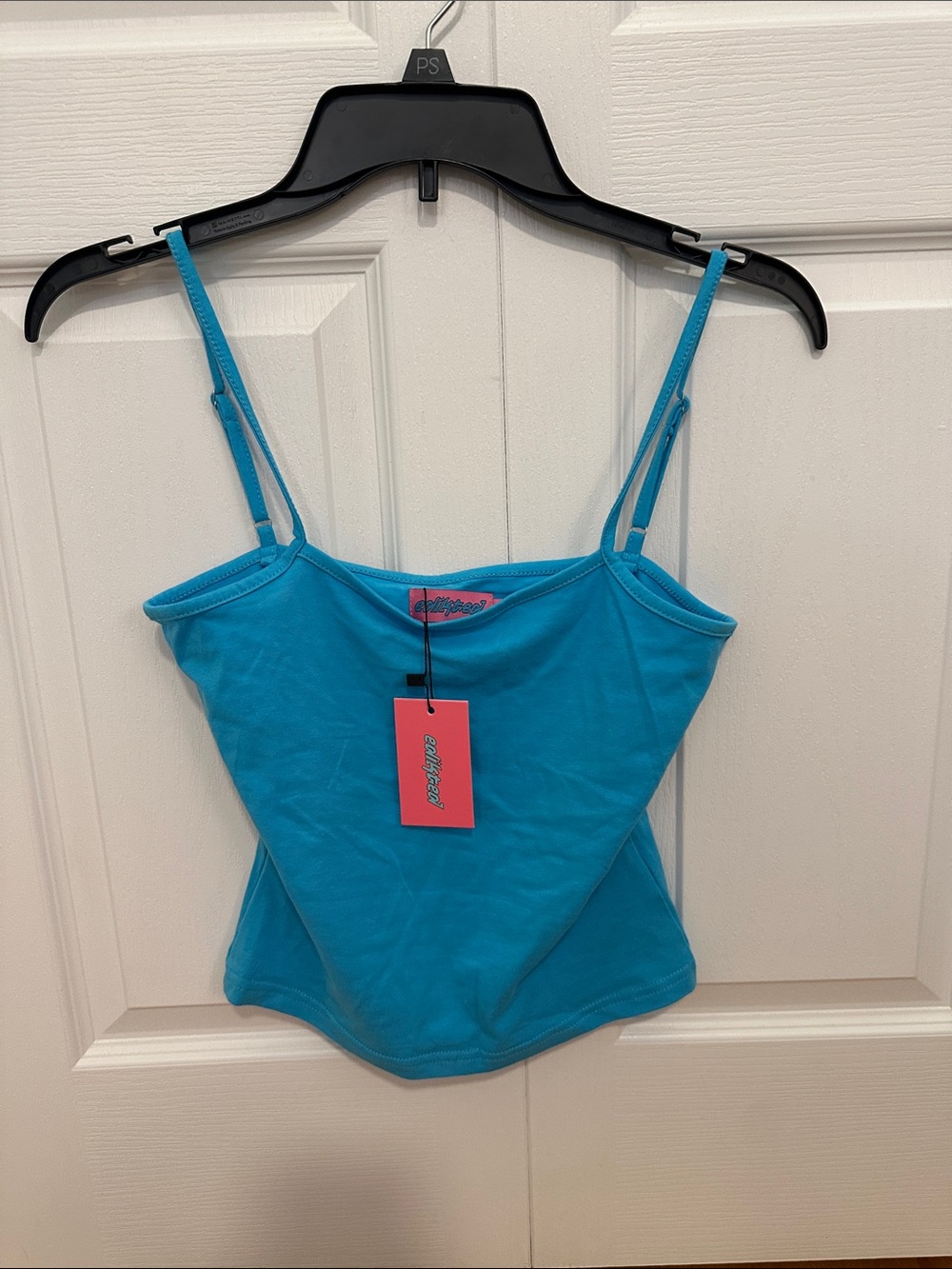 EDIKTED Teal Blue Spaghetti Strap Tank Top